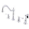 Kingston Brass Widespread Kitchen Faucet, Polished Chrome KB1791BLBS